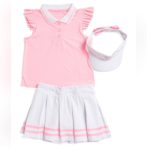 🔹️Tommy Bahama🔹️ Cotton Candy 3 Piece Toddler  Active Polo Skort Set Nwt ✨️🤍 - Picture 1 of 3